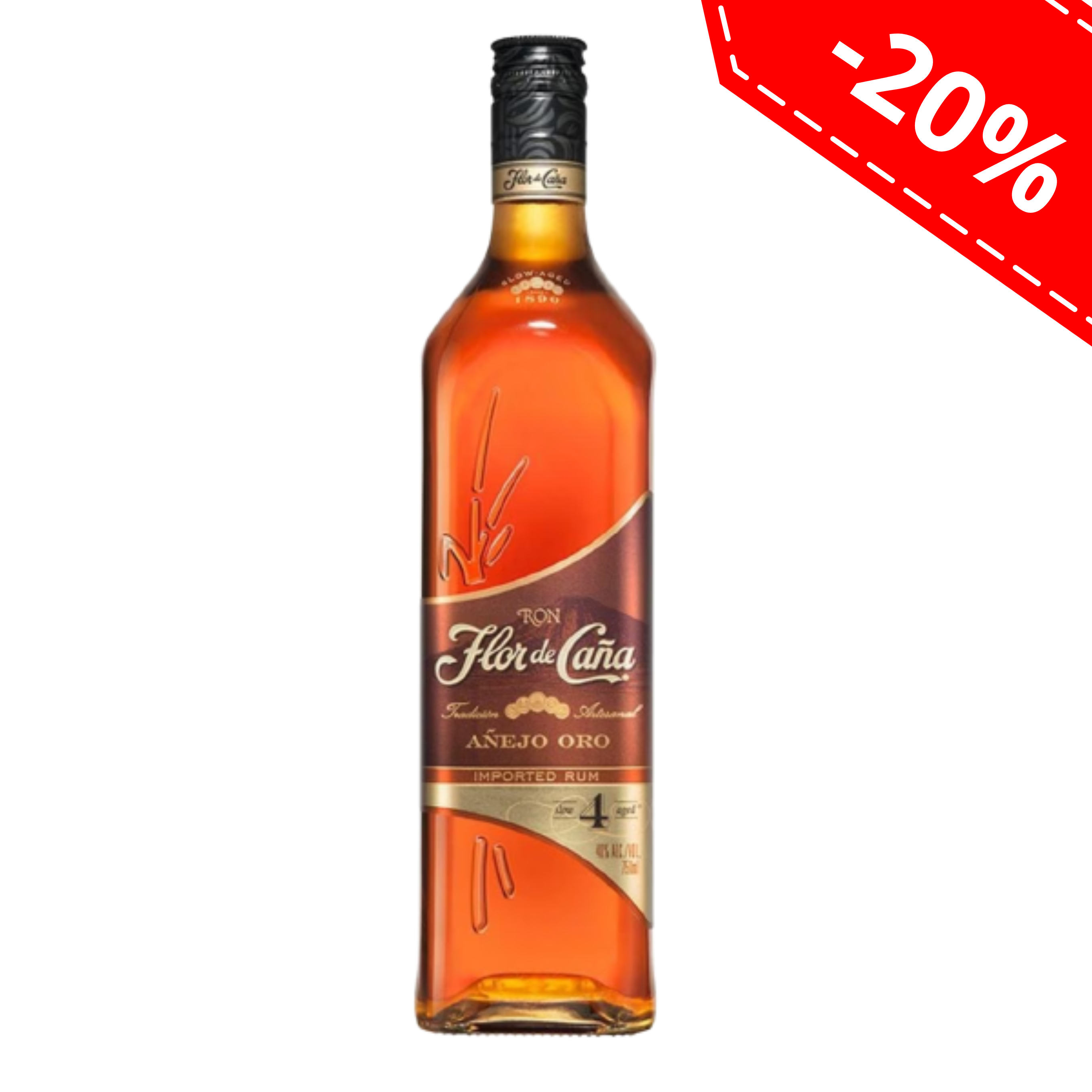 RON FLOR DE CAÑA  4 AÑOS ORO 750ML