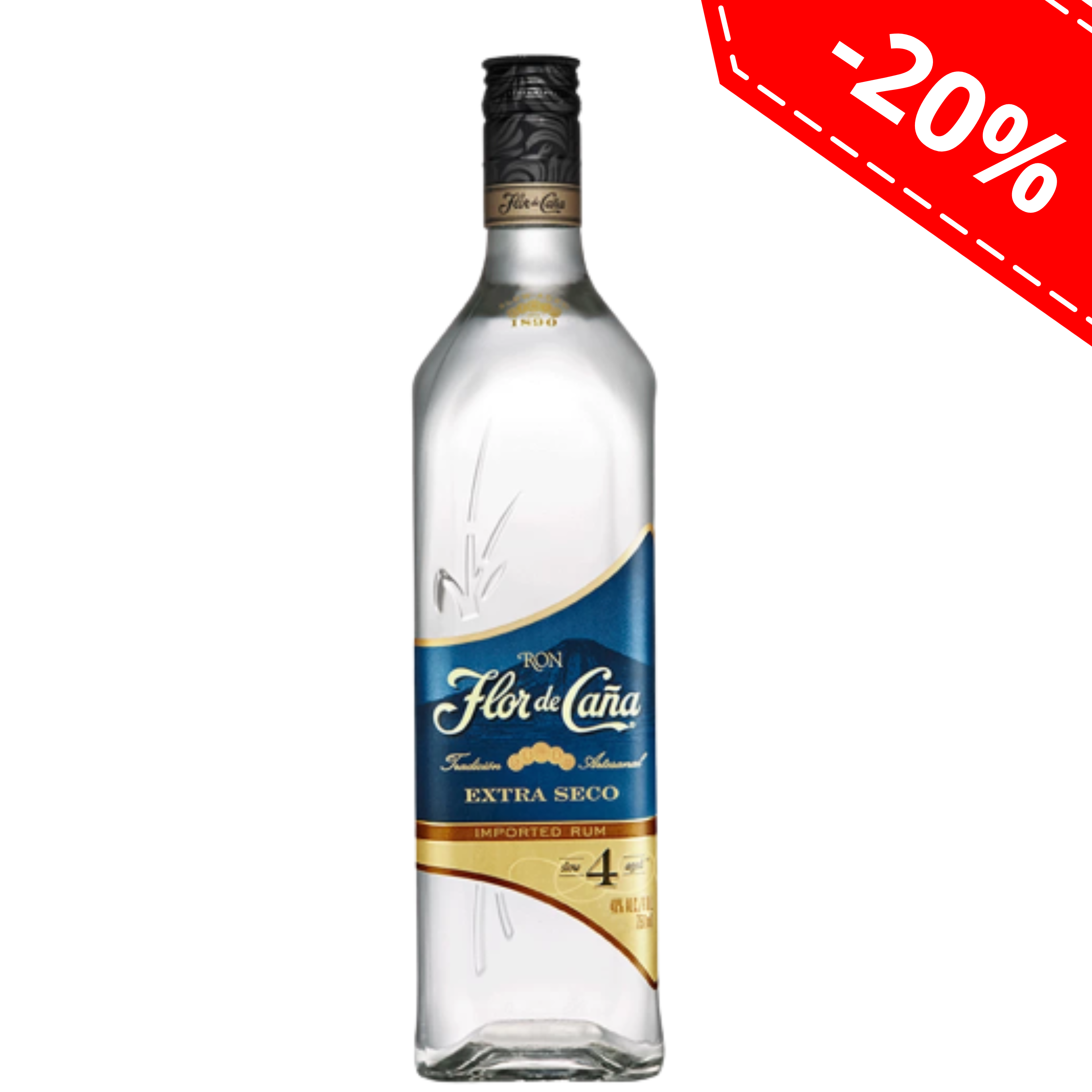 RON FLOR DE CAÑA  4 AÑOS BLANCO 750ML
